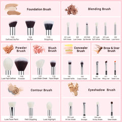 Jessup Makeup Brushes Set Foundation Powder Professional Make Up Brush Contour Blender Eyeshadow Blush 25pcs Goat Synthetic T175