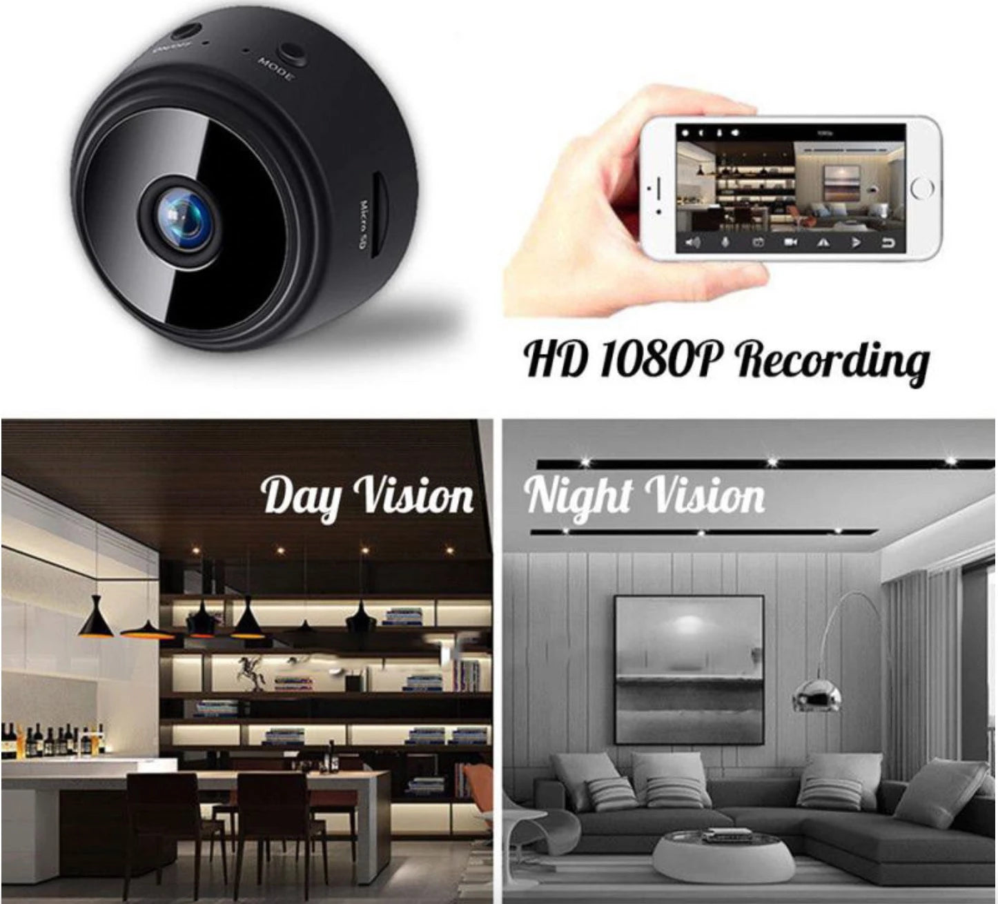 A9 HD Mini with Night Vision Wifi Camera 1080P Surveillance