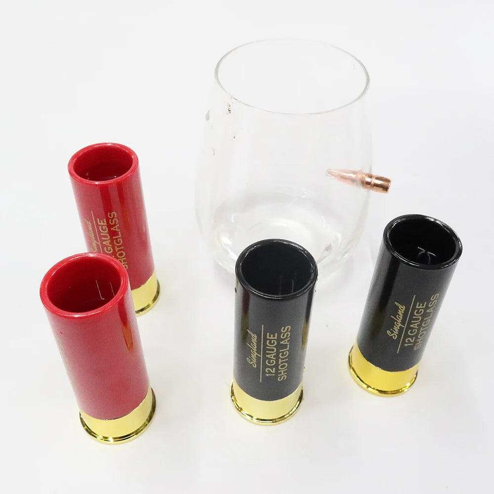 Christmas 12 Gauge Shotgun Shell Shot Glasses Set of 4 Funny Gun Hunting Shooting Outdoor Father's Day Dad Novelty Gift Drinking