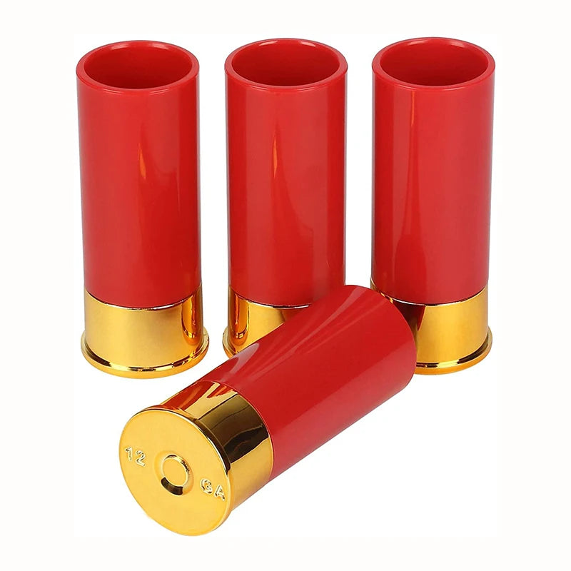 Christmas 12 Gauge Shotgun Shell Shot Glasses Set of 4 Funny Gun Hunting Shooting Outdoor Father's Day Dad Novelty Gift Drinking