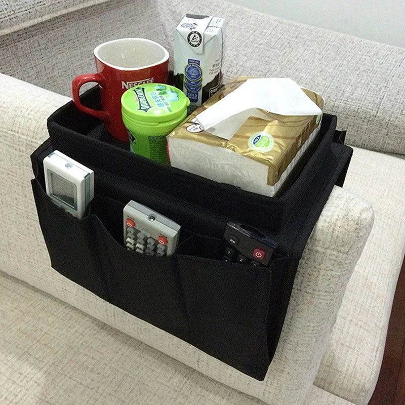 Sofa Armrest Organizer With 4 Pockets And Cup Holder Tray Couch Armchair Hanging Storage Bag For TV Remote Control Cellphone