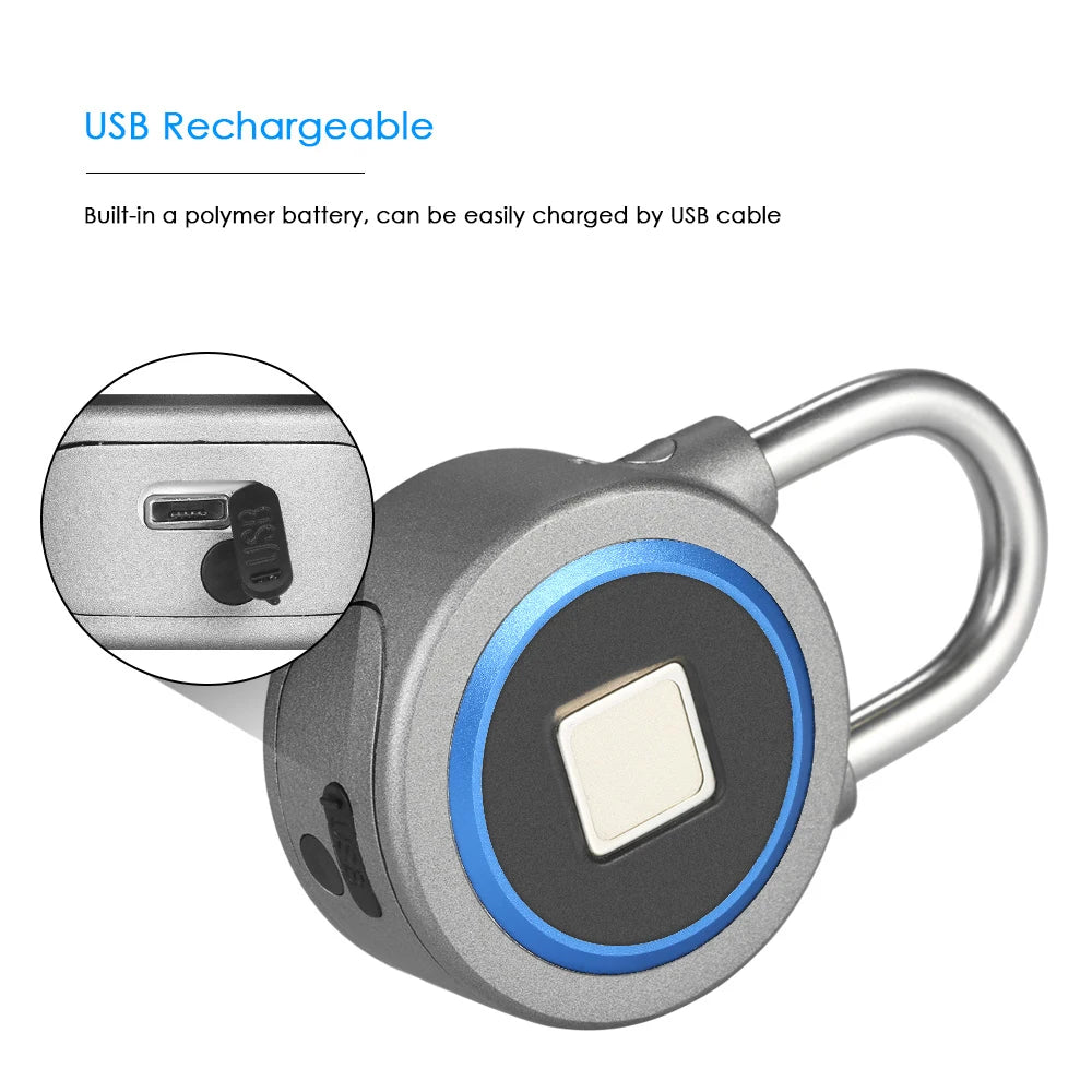 BT Smart Keyless Fingerprint Lock Waterproof APP / Fingerprint Unlock Anti-Theft Security Padlock Door Luggage Case Lock