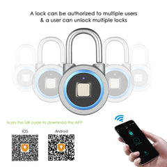 BT Smart Keyless Fingerprint Lock Waterproof APP / Fingerprint Unlock Anti-Theft Security Padlock Door Luggage Case Lock