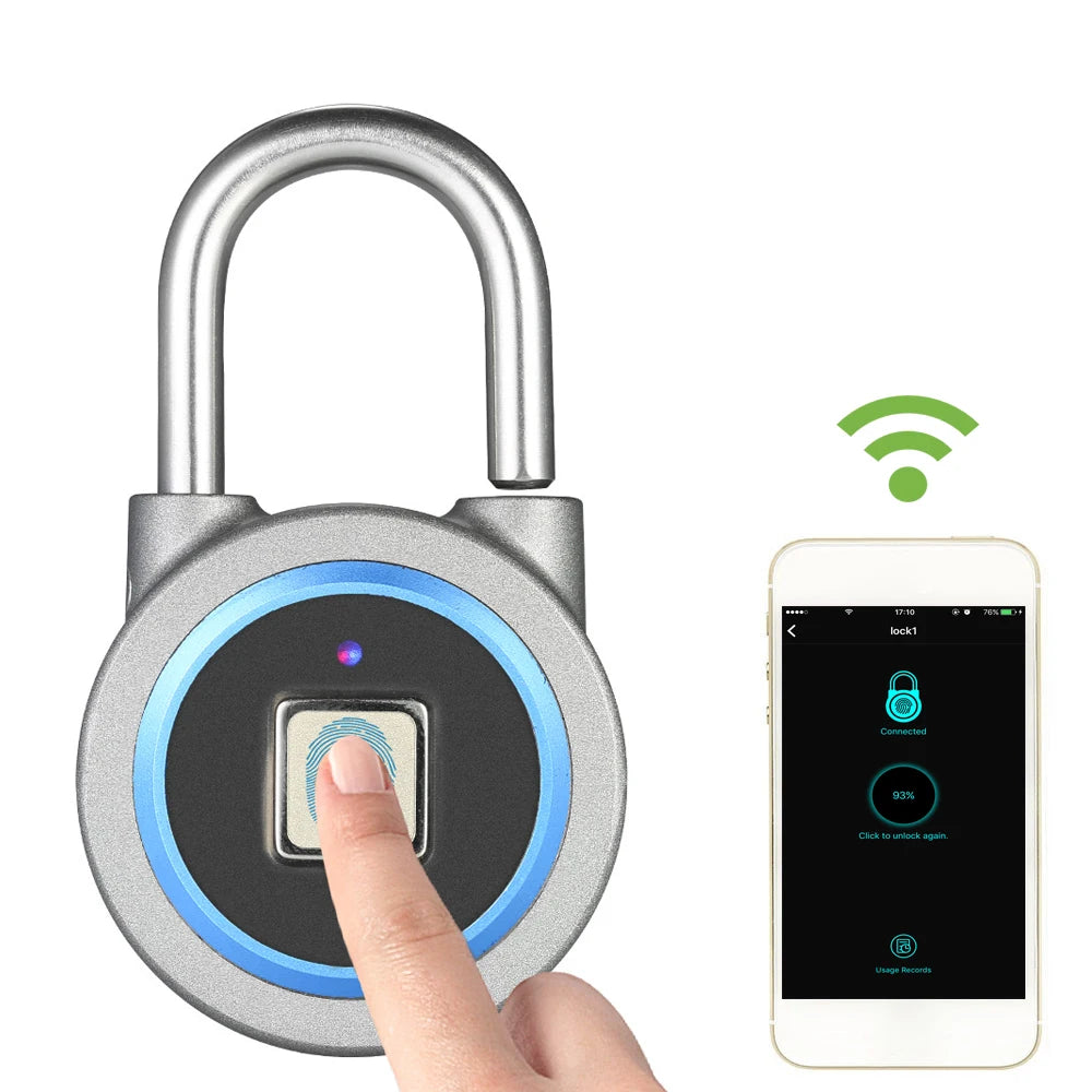 BT Smart Keyless Fingerprint Lock Waterproof APP / Fingerprint Unlock Anti-Theft Security Padlock Door Luggage Case Lock