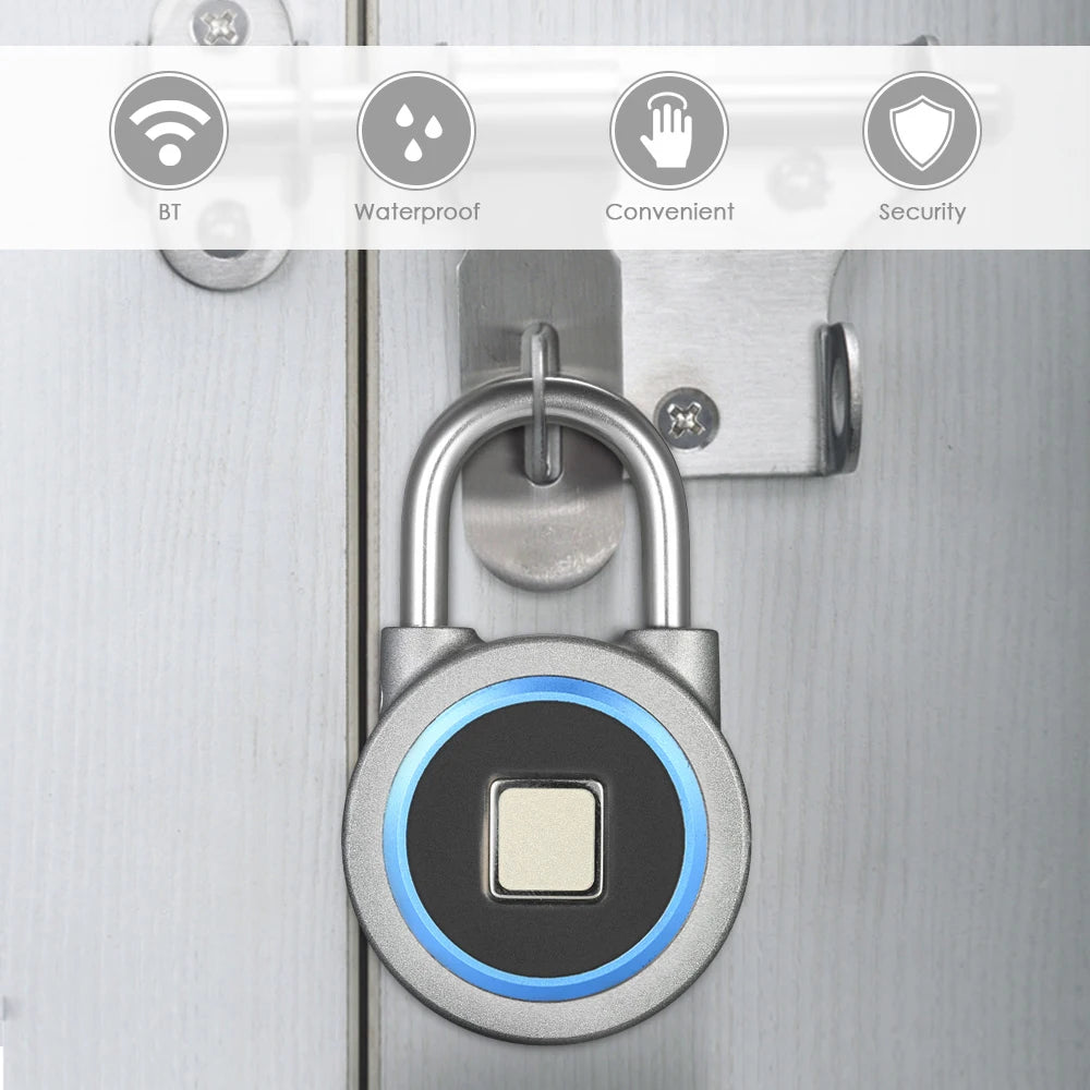 BT Smart Keyless Fingerprint Lock Waterproof APP / Fingerprint Unlock Anti-Theft Security Padlock Door Luggage Case Lock