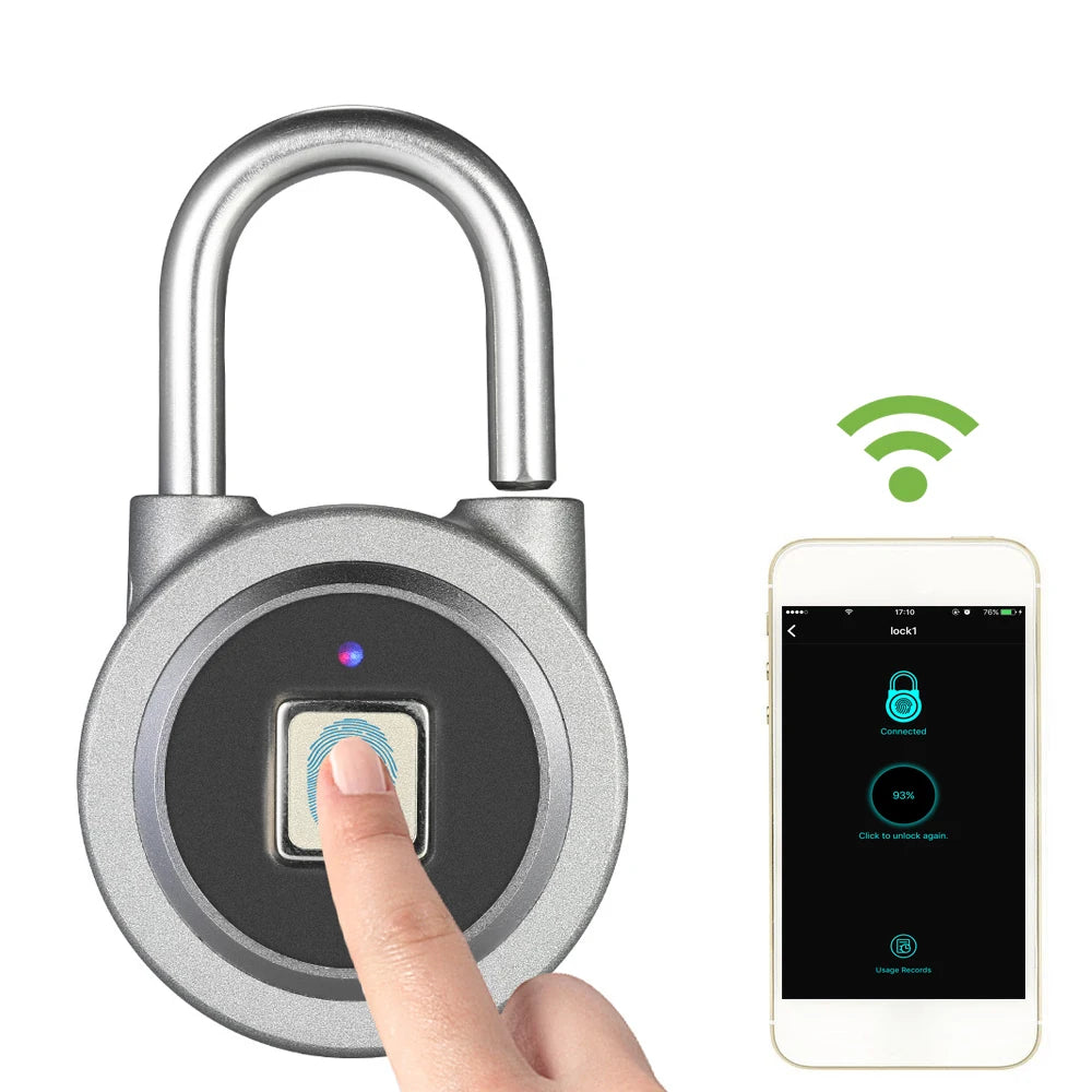 BT Smart Keyless Fingerprint Lock Waterproof APP / Fingerprint Unlock Anti-Theft Security Padlock Door Luggage Case Lock