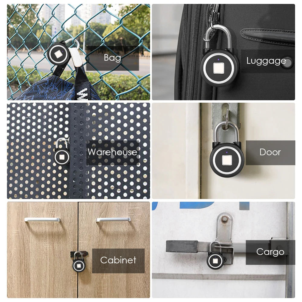 BT Smart Keyless Fingerprint Lock Waterproof APP / Fingerprint Unlock Anti-Theft Security Padlock Door Luggage Case Lock