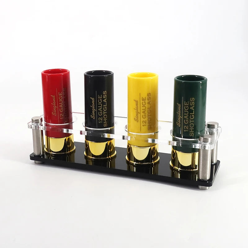 Christmas 12 Gauge Shotgun Shell Shot Glasses Set of 4 Funny Gun Hunting Shooting Outdoor Father's Day Dad Novelty Gift Drinking