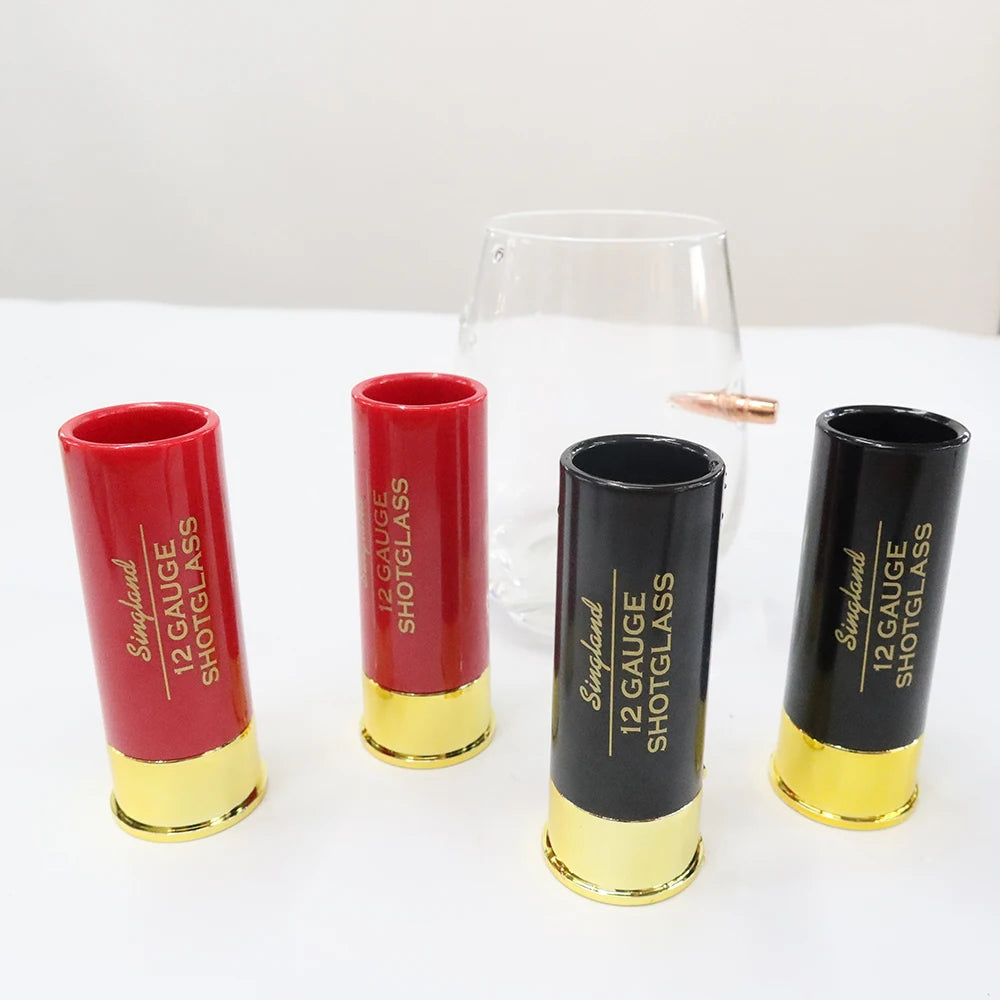 Christmas 12 Gauge Shotgun Shell Shot Glasses Set of 4 Funny Gun Hunting Shooting Outdoor Father's Day Dad Novelty Gift Drinking