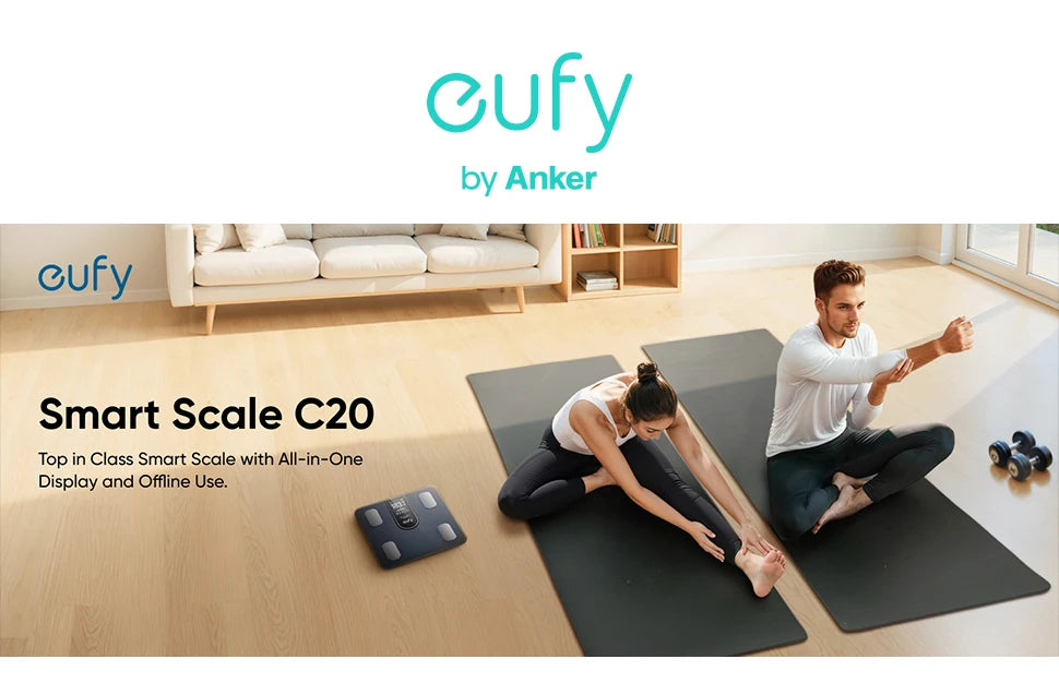 eufy Smart Scale C20 Digital Bathroom Body Fat Scale With Larger TFT Screen All-In-One Display for Offline Use Scale