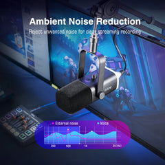 FIFINE USB/XLR Dynamic Microphone with RGB Control/Headphone jack/Mute,MIC for PC Gaming Recording Streaming AmpliGame-AM8