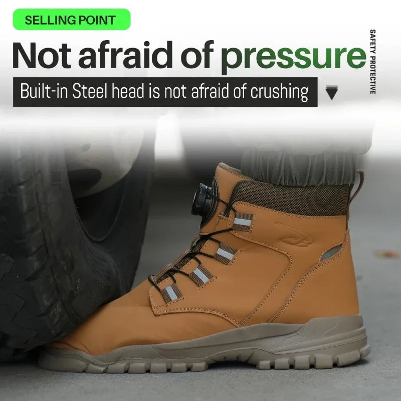 New Fashion 2024 Waterproof Security Work Safety Boots Protective Leather Boots Anti-smash Anti-puncture Industrial Shoes