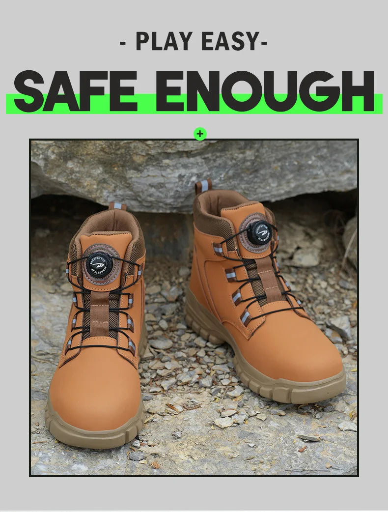 New Fashion 2024 Waterproof Security Work Safety Boots Protective Leather Boots Anti-smash Anti-puncture Industrial Shoes