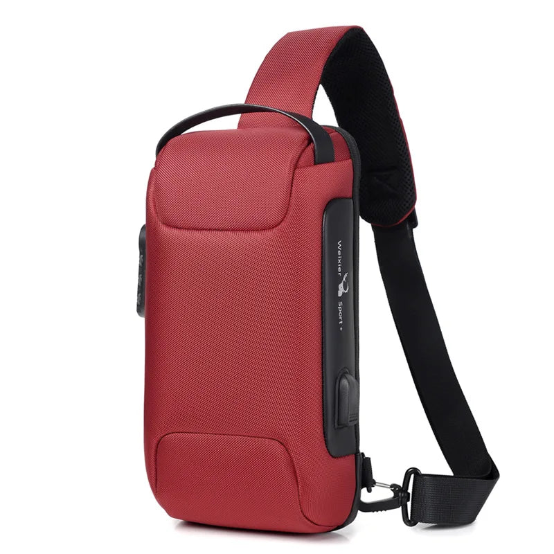 Men Multifunction Anti Theft USB Shoulder Bag Man Crossbody Cross Body Travel Sling Chest Bags Pack Messenger Pack