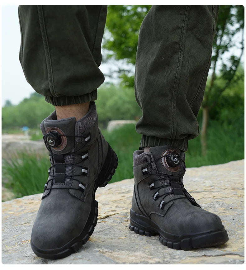 New Fashion 2024 Waterproof Security Work Safety Boots Protective Leather Boots Anti-smash Anti-puncture Industrial Shoes