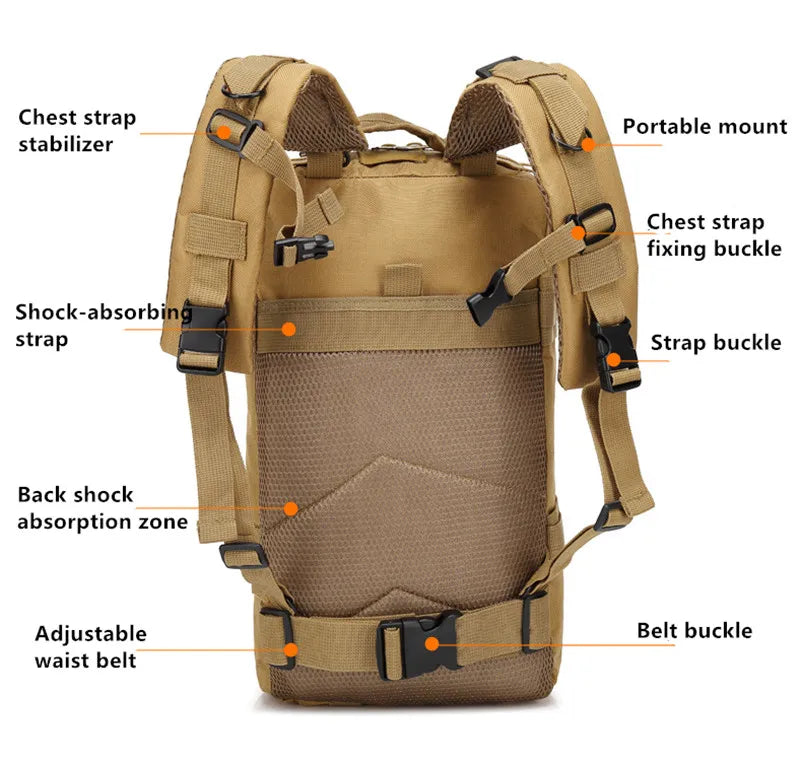 Classic Tactical Backpack Travel Sports Camouflage Bag Outdoor Climbing Hunting Backpack Fishing Hiking Nylon 3P Pack Bag