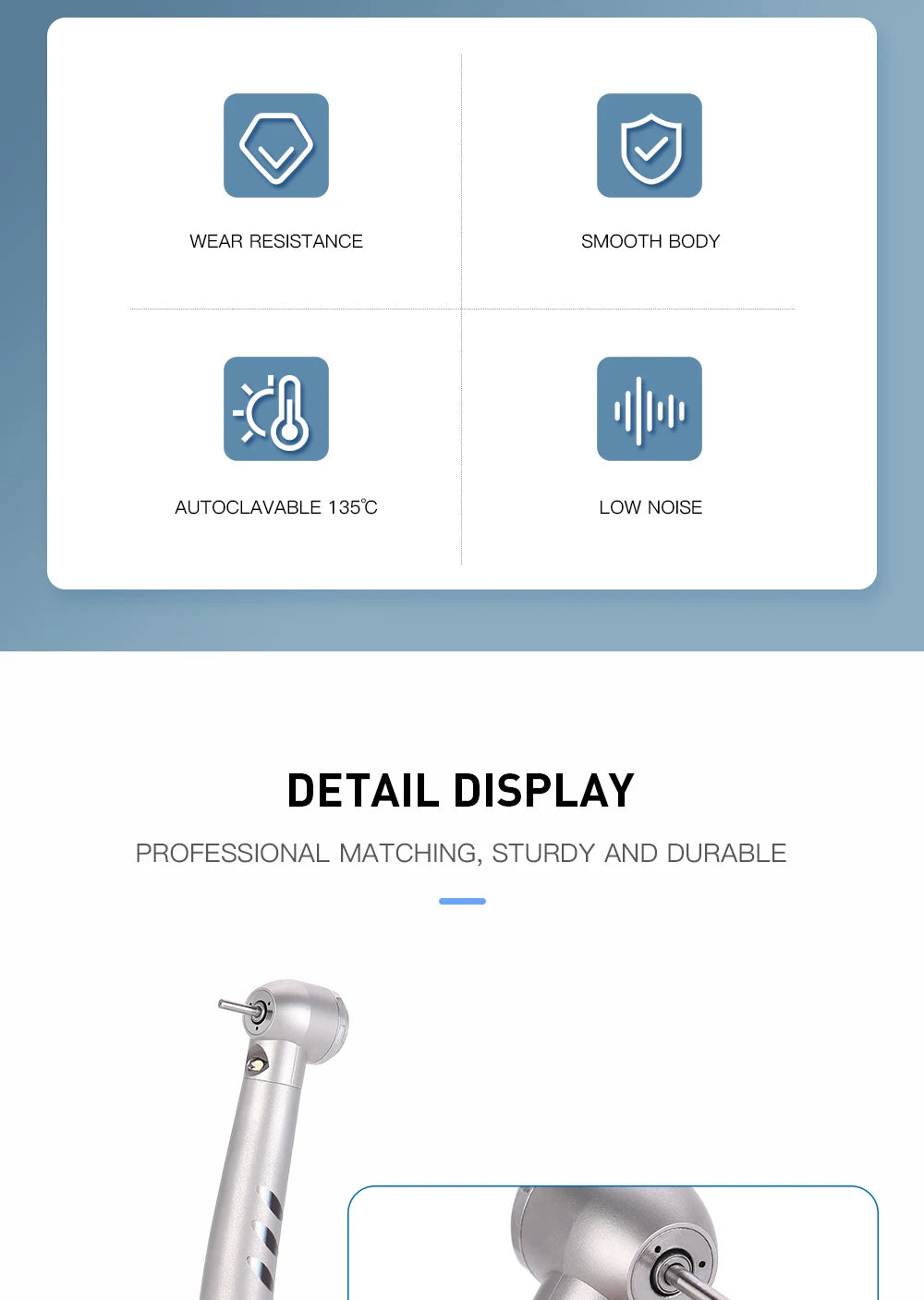 Dental Handpiece LED High Speed Ceramic Bearing Push Button Standard Head 4 Spray Stainless JD008A1-SP M4/B2 Ceramic Rotor A