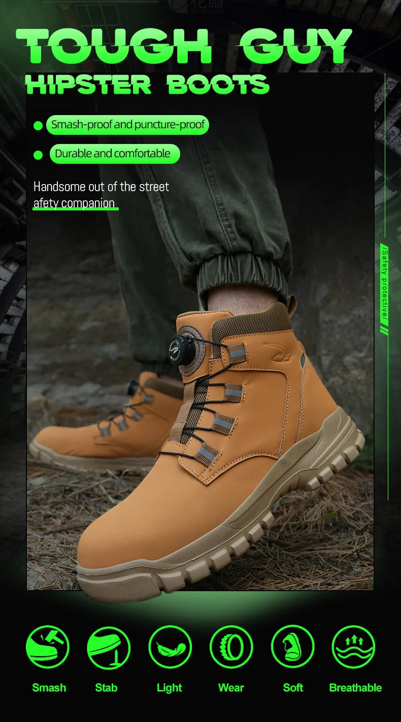 New Fashion 2024 Waterproof Security Work Safety Boots Protective Leather Boots Anti-smash Anti-puncture Industrial Shoes