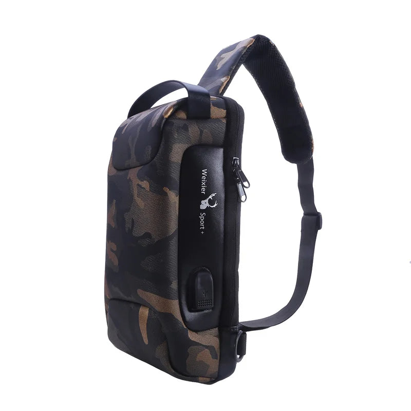 Men Multifunction Anti Theft USB Shoulder Bag Man Crossbody Cross Body Travel Sling Chest Bags Pack Messenger Pack