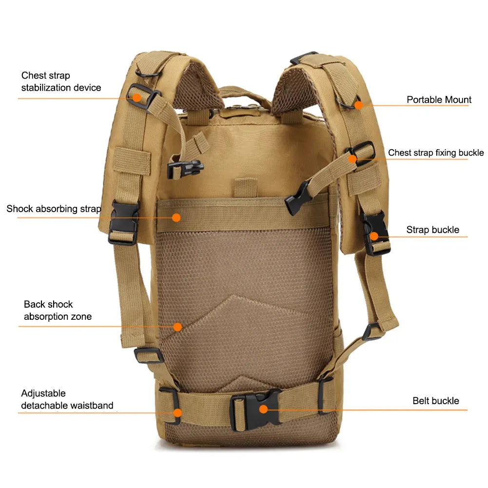 Classic Tactical Backpack Travel Sports Camouflage Bag Outdoor Climbing Hunting Backpack Fishing Hiking Nylon 3P Pack Bag