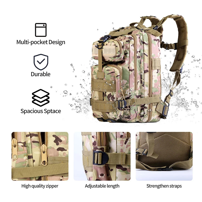 Classic Tactical Backpack Travel Sports Camouflage Bag Outdoor Climbing Hunting Backpack Fishing Hiking Nylon 3P Pack Bag