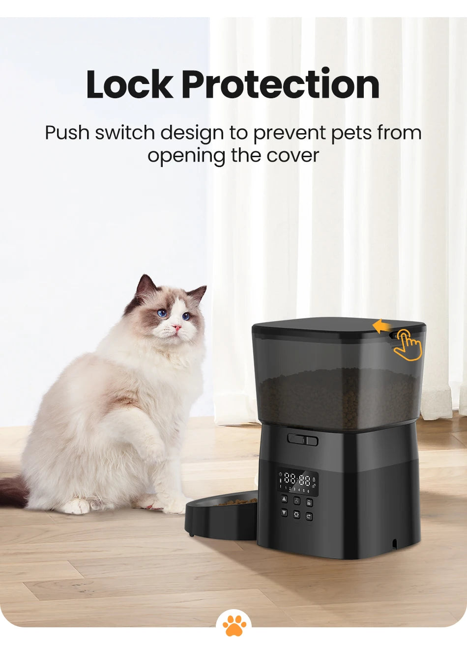 ROJECO Automatic Pet Feeder Button Version Auto Cat Food Dispenser Accessories Smart Control Pet Feeder For Cats Dog Dry Food