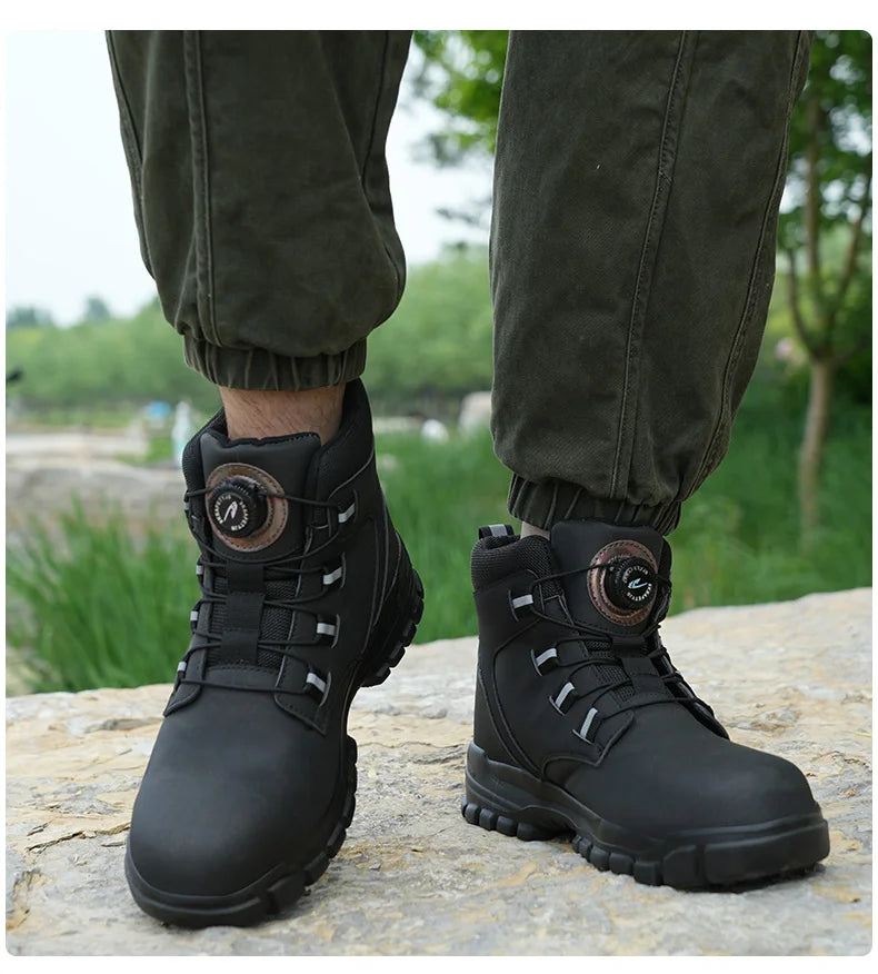 New Fashion 2024 Waterproof Security Work Safety Boots Protective Leather Boots Anti-smash Anti-puncture Industrial Shoes