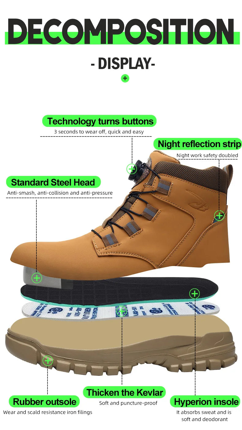 New Fashion 2024 Waterproof Security Work Safety Boots Protective Leather Boots Anti-smash Anti-puncture Industrial Shoes