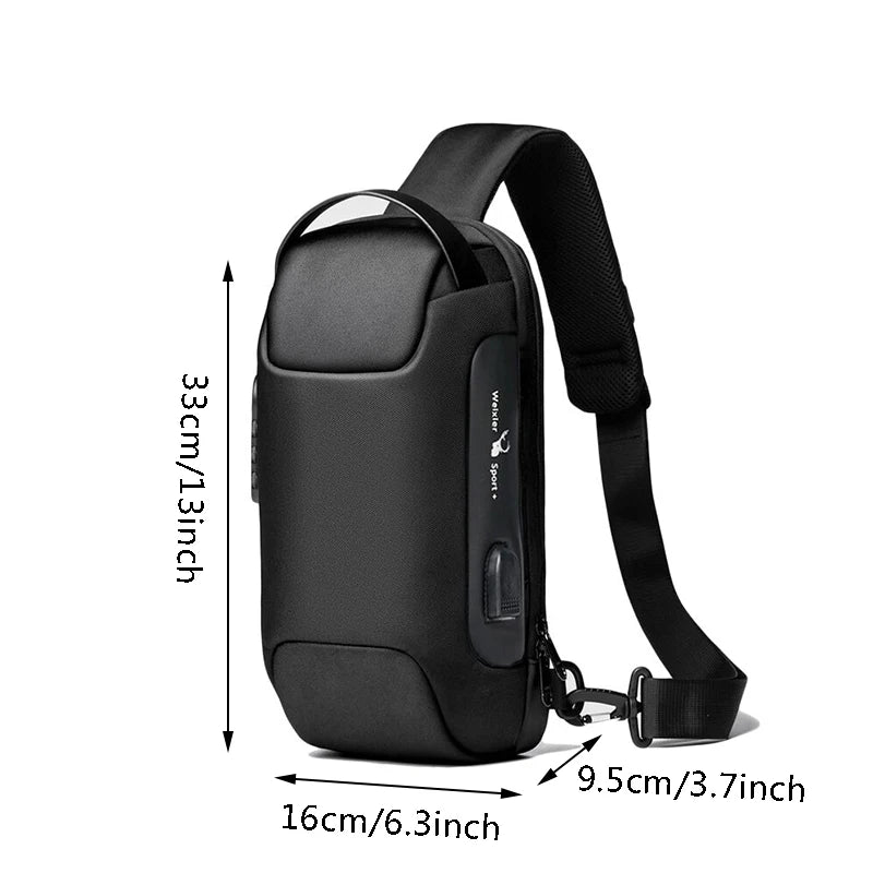 Men Multifunction Anti Theft USB Shoulder Bag Man Crossbody Cross Body Travel Sling Chest Bags Pack Messenger Pack