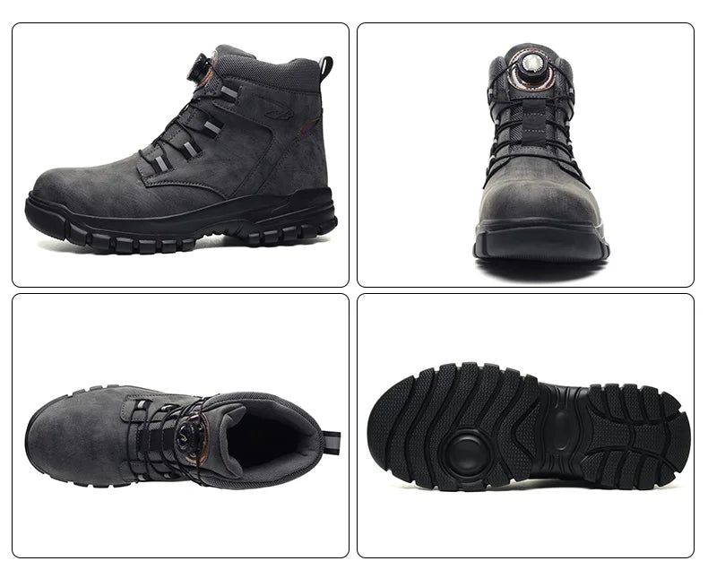 New Fashion 2024 Waterproof Security Work Safety Boots Protective Leather Boots Anti-smash Anti-puncture Industrial Shoes